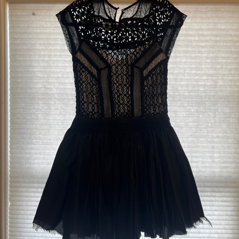 Free People One Lola Black Lace Mini Dress